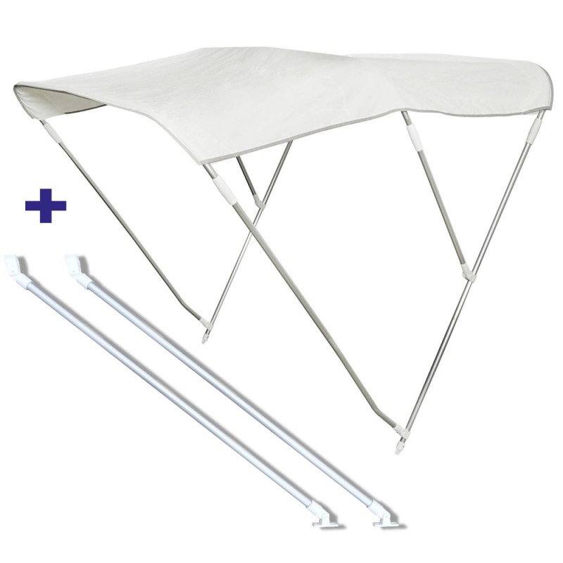 Pack Bimini 3 arceaux alu - blanc - 140 à 150 cm - h 115 cm + bras de support Pack Bimini 3 arceaux alu - blanc - 140 à 150 cm - h 115 cm + bras de support