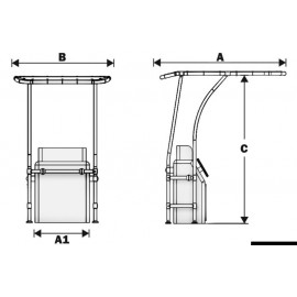 T-Top professionnel tube alu Ø 44 mm - fixation plancher