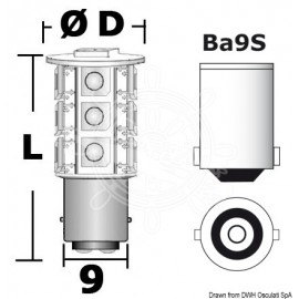 Ampoule LED culot BA9S - pour feux - feux de courtoisie et de navigation - 0.9 W
