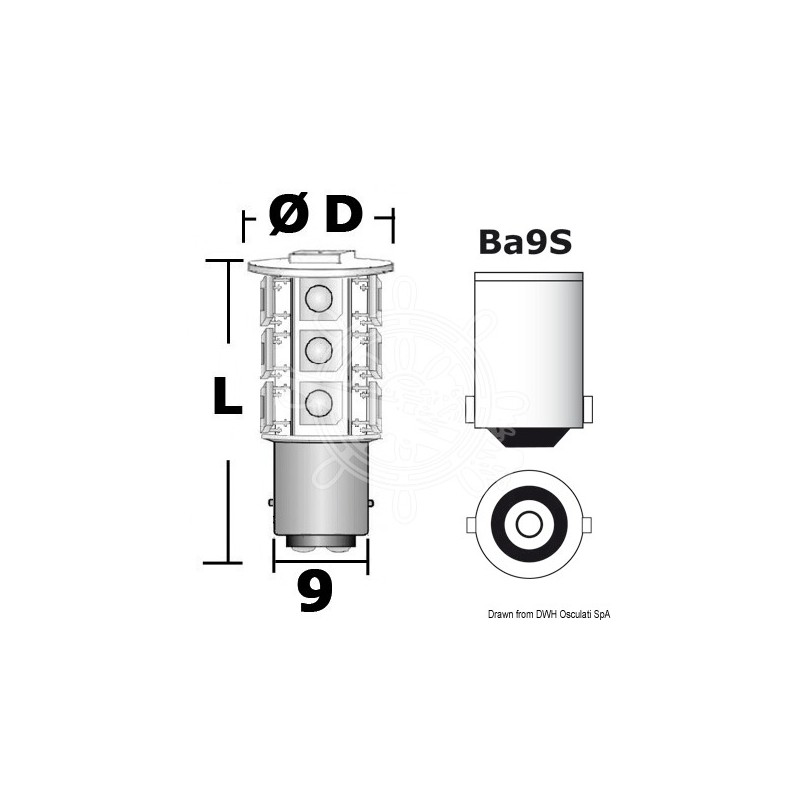 Ampoule LED culot BA9S - pour feux - feux de courtoisie et de navigation - 0.9 W