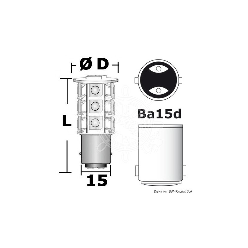 Ampoule LED SMD culot BA15D pour spots - 12 / 24 V - 2 W