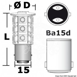 Ampoule LED SMD culot BA15D pour spots - 12 / 24 V - 2 W