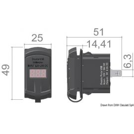 Voltmètre et ampèremètre numérique, prise 12V, USB - Art. 14.517