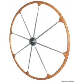 Barre à roue - Couronne en teck - branches inox - Ø400 mm