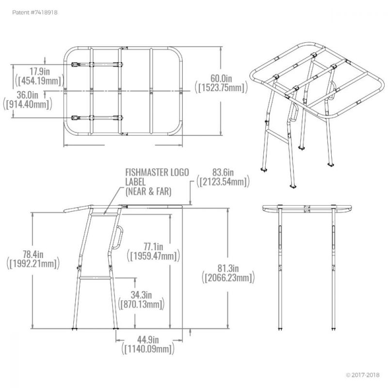 T-Top universel Fishmaster, tube 48 mm - 67719 PLASTIMO