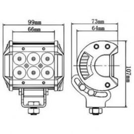 Projecteur étanche à LED - carré - 6 x 3 W