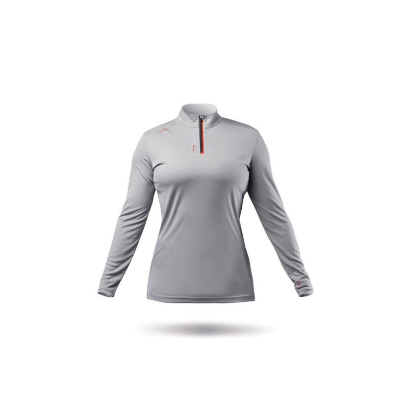 Haut 1/4 ZIP col haut pour femmes UVActive - Gris