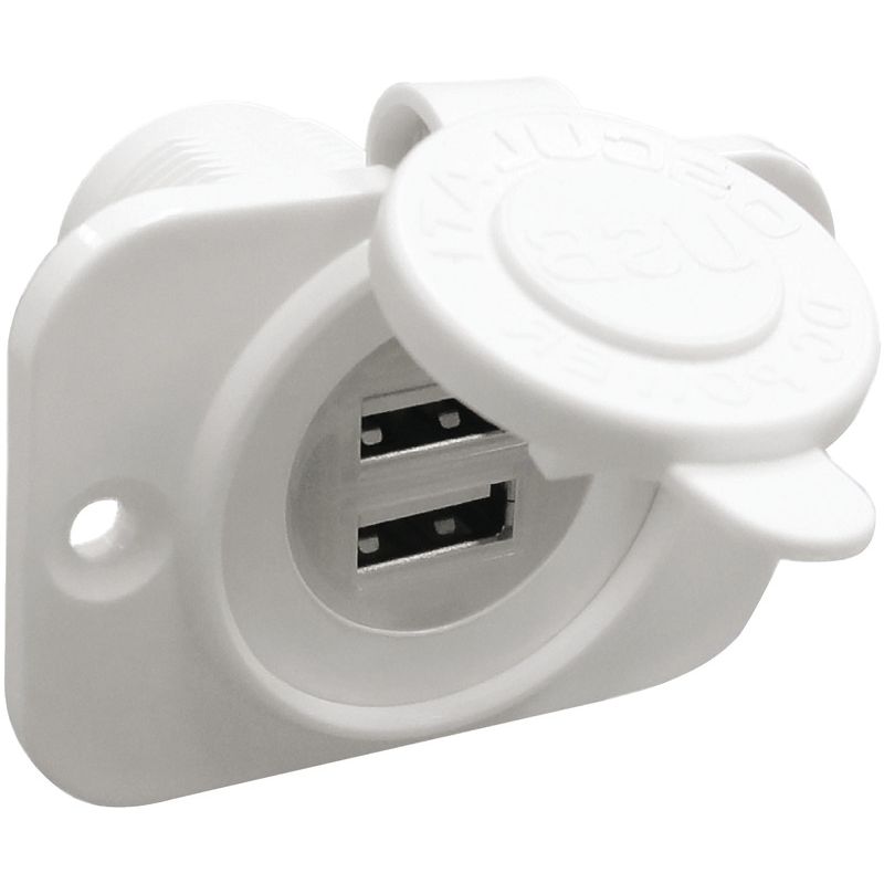 Double prise USB blanche écrou arrière + panneau -