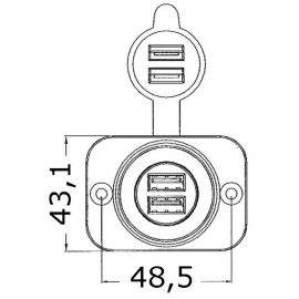 Double prise USB blanche écrou arrière + panneau -