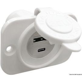 Prise USB Type-A + Type-C blanc -