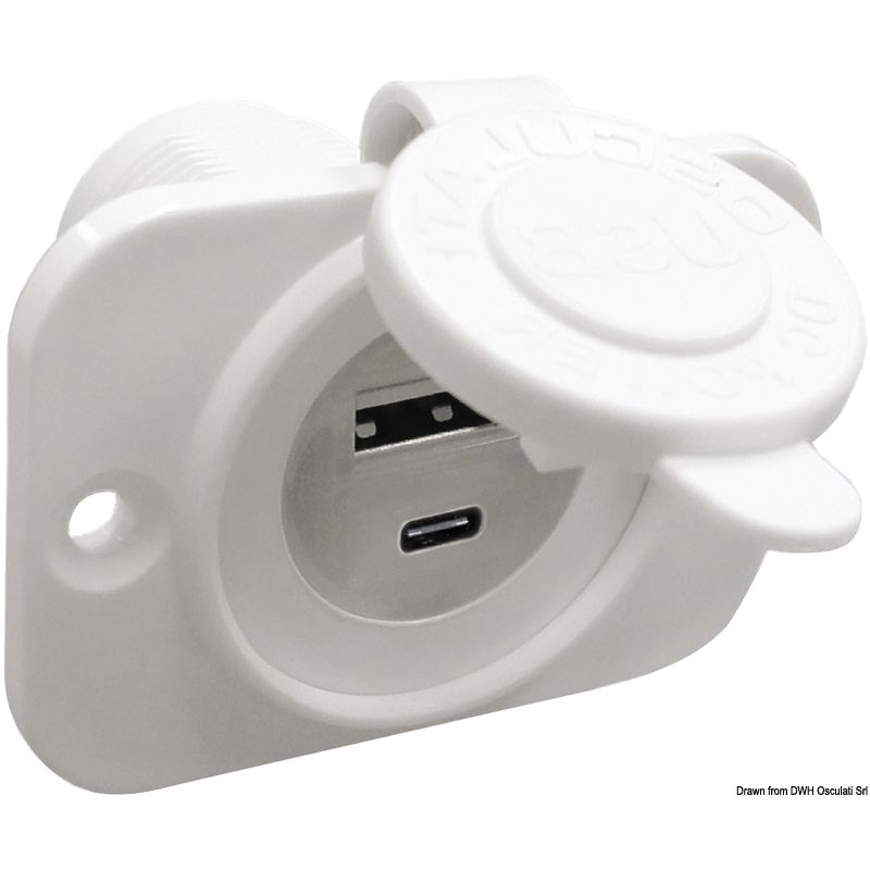 Prise USB Type-A + Type-C blanc -