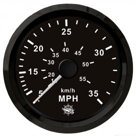 Speedomètre (à pression d'eau) - 0-35 MPH - cadran noir - lunette noire