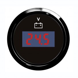 Voltmètre numérique - cadran noir - lunette noire - 12/24 v