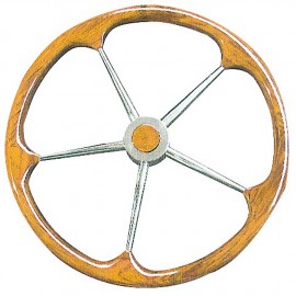 Barre à roue - Couronne en teck - branches inox - Ø400 mm