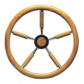 Barre à roue inox et teck - 5 branches en teck - Ø 400 mm