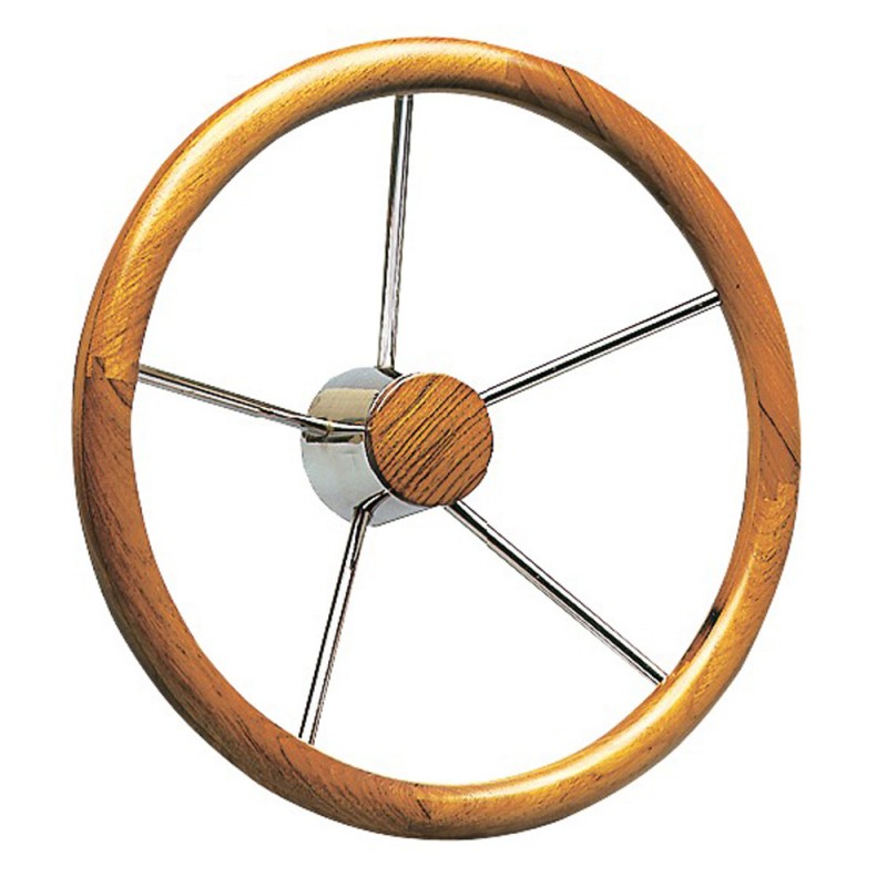 Barre à roue teck - 5 branches inox - Ø 350 mm